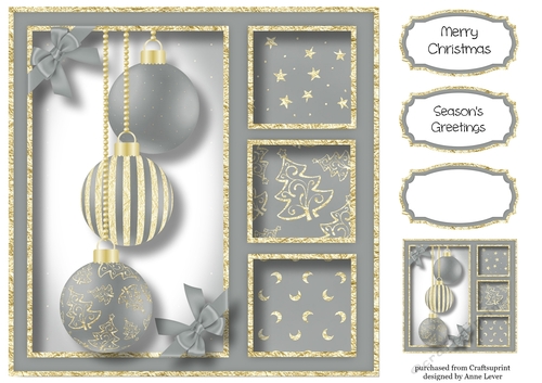 Gold Foil Baubles - Silver 8x8