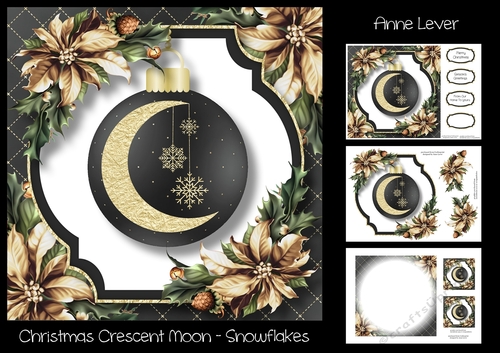 Christmas Crescent Moon - Snowflakes