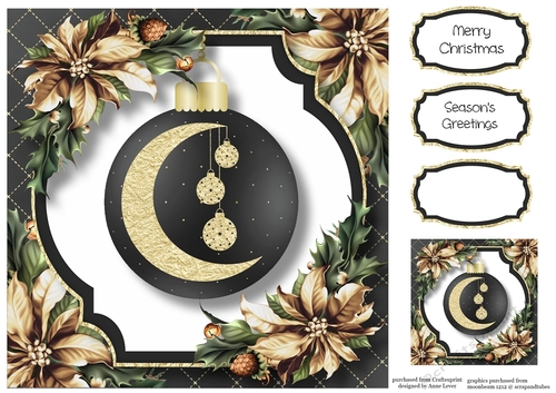 Christmas Crescent Moon - Baubles 8x8
