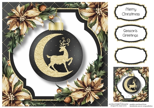 Christmas Crescent Moon - Stag 8x8