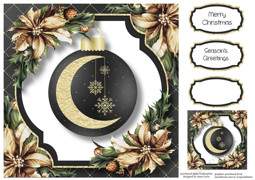Christmas Crescent Moon - Snowflakes 8x8