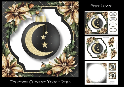 Christmas Crescent Moon - Stars