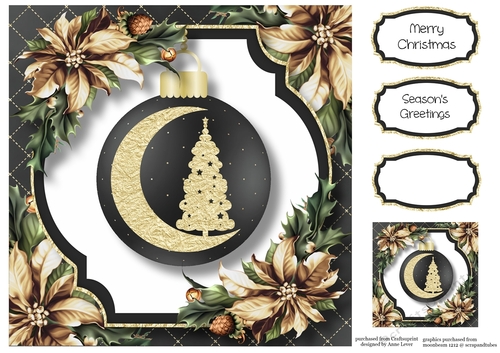 Christmas Crescent Moon - Tree 8x8