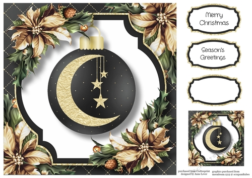 Christmas Crescent Moon - Stars 8x8