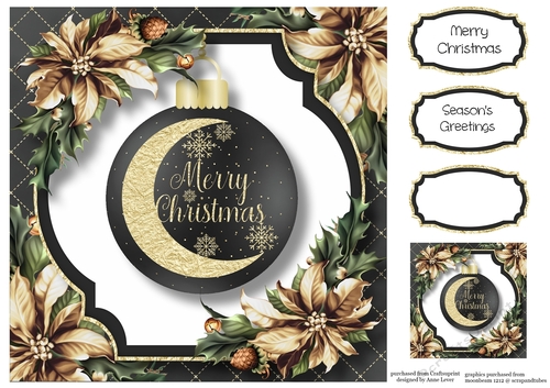 Christmas Crescent Moon - Merry Christmas 8x8