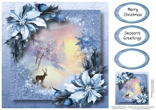 Snow Frame Christmas - Stag & Sunset 8x8