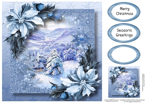 Snow Frame Christmas - Snowy Mountain Village 8x8