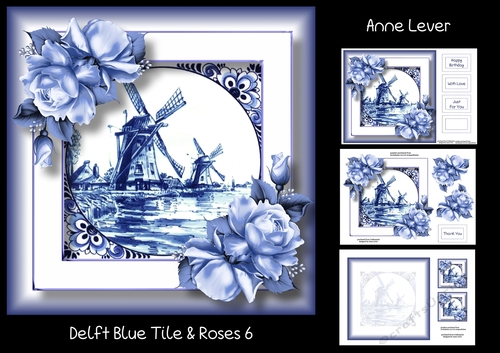 Delft Blue Tile & Roses 6