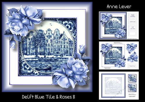 Delft Blue Tile & Roses 8