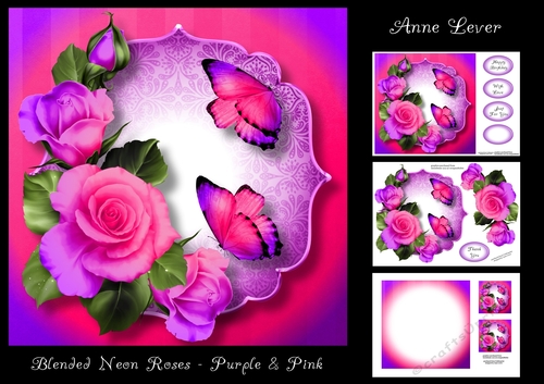Blended Neon Roses - Purple & Pink