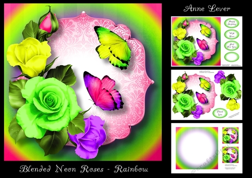 Blended Neon Roses - Rainbow