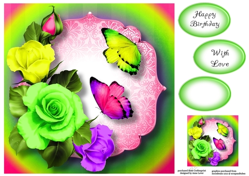 Blended Neon Roses - Rainbow 8x8