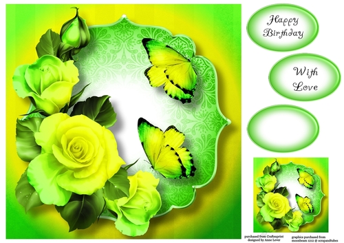 Blended Neon Roses - Green & Yellow 8x8