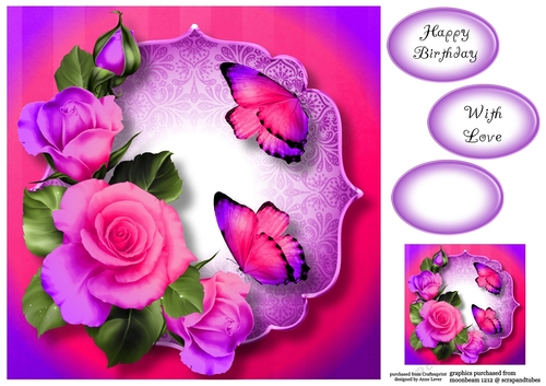 Blended Neon Roses - Purple & Pink 8x8