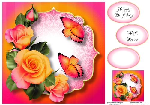 Blended Neon Roses - Pink & Orange 8x8