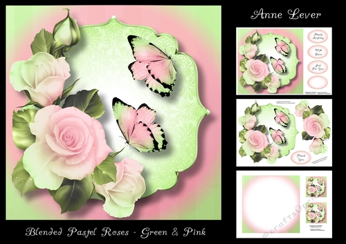 Blended Pastel Roses - Green & Pink