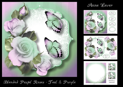 Blended Pastel Roses - Teal & Lilac
