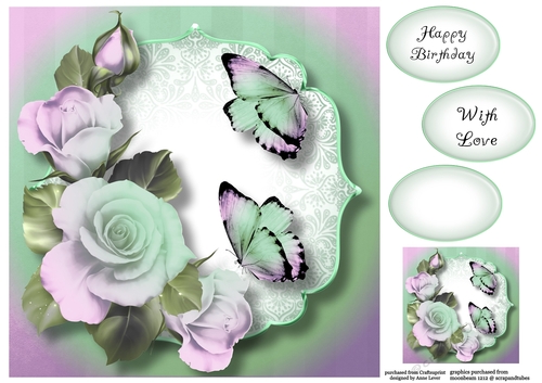 Blended Pastel Roses - Teal & Lilac 8x8