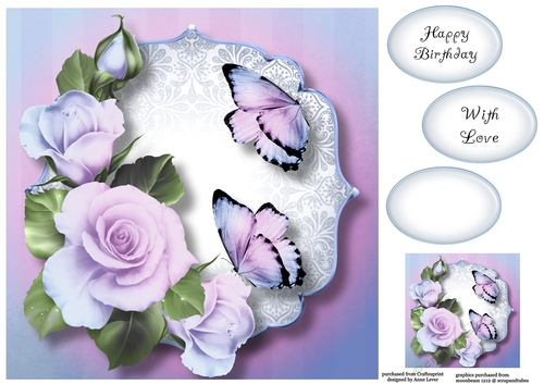 Blended Pastel Roses - Blue & Purple 8x8