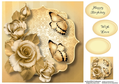 Blended Metallic Roses - Gold 8x8