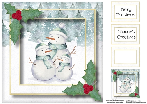 Winter Snowman Trio 8x8