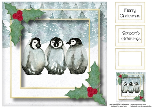 Winter Penguin Trio 8x8