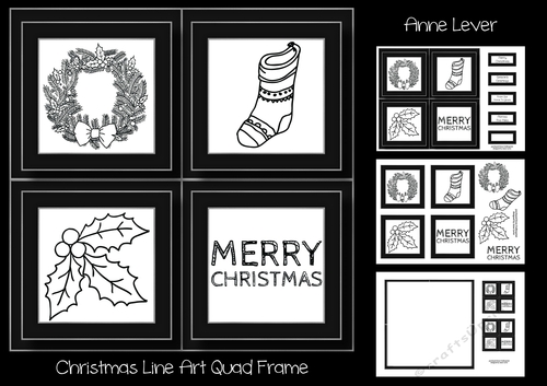 Christmas Line Art Quad Frame