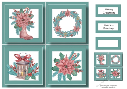 Teal & Pink Christmas Quad Frame 8x8
