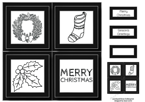 Christmas Line Art Quad Frame 8x8