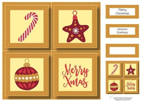 Gold & Red Baubles Quad Frame 8x8