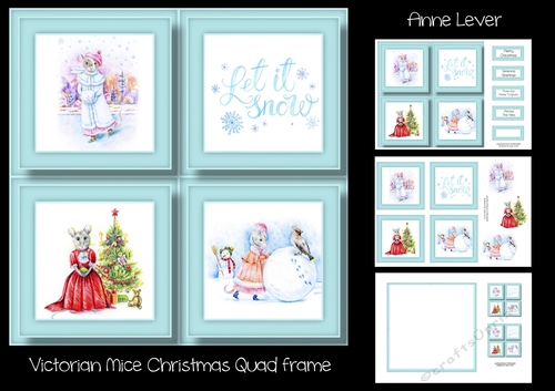 Victorian Mice Christmas Quad Frame