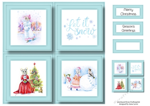 Victorian Mice Christmas Quad Frame 8x8