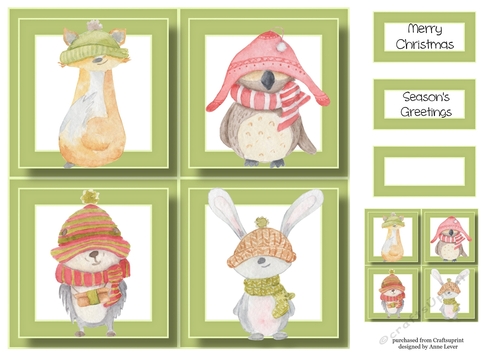 Big hats Woodland Christmas Quad Frame 8x8