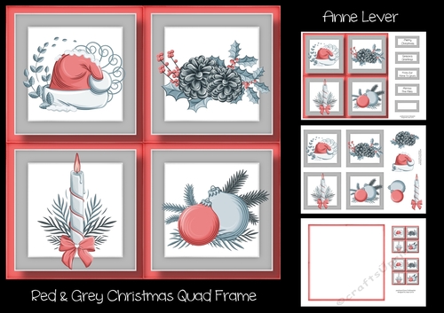 Red & Grey Christmas Quad Frame