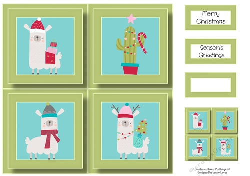 Llama Christmas Quad Frame 8x8