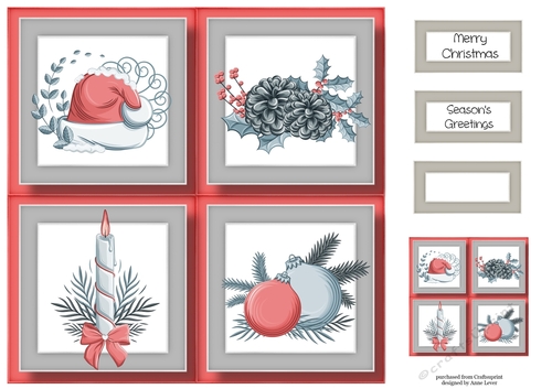 Red & Grey Christmas Quad Frame 8x8