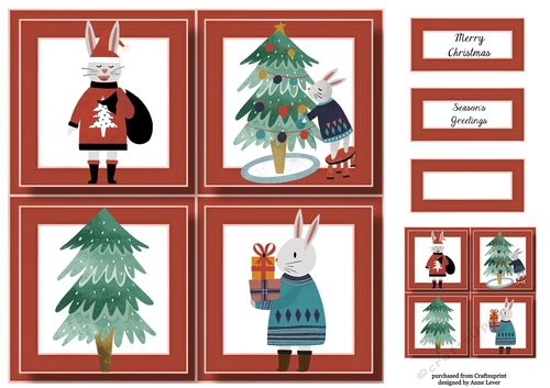 Christmas Rabbits Quad Frame 8x8