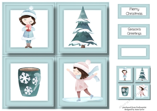 Winter Girls Christmas Quad Frame 8x8