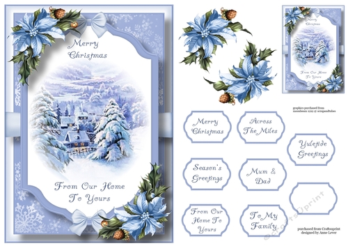 Beautiful Christmas Scene - Snowy village A5