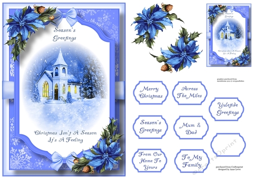 Beautiful Christmas Scene - The Church A5