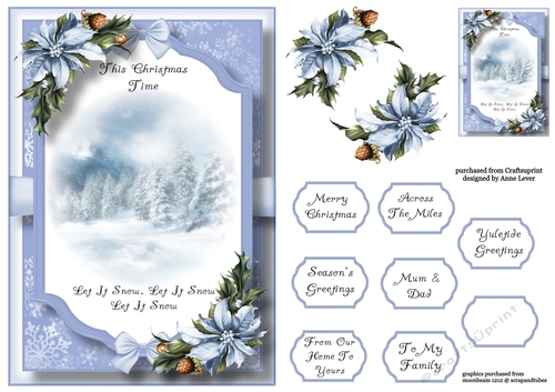 Beautiful Christmas Scene - Snowy Mountain A5