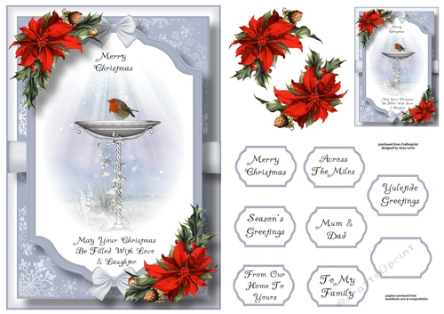 Beautiful Christmas Scene - The Robin A5