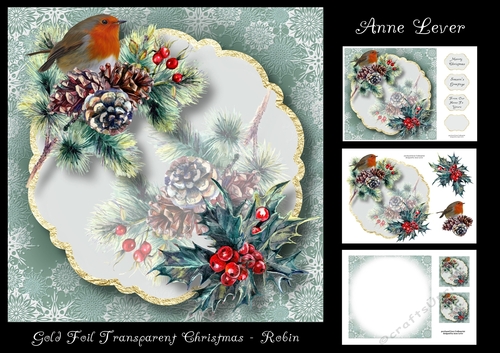 Gold Foil Transparent Christmas - Robin