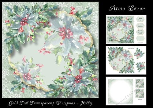 Gold foil Transparent Christmas - Holly
