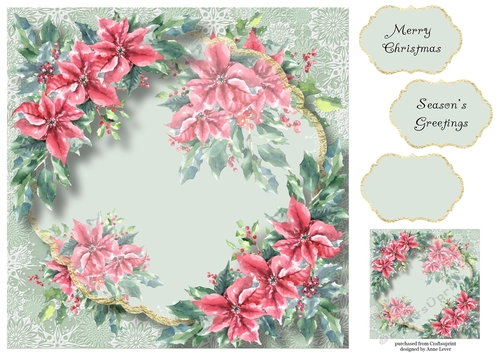 Gold Foil Transparent Christmas - Poinsettia 8x8