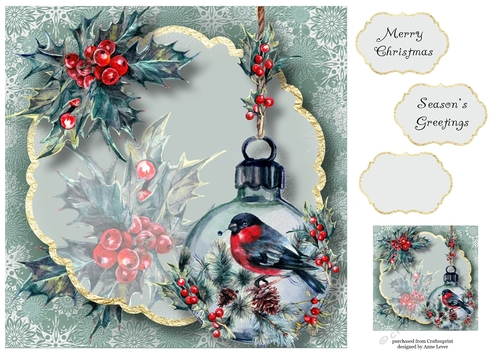 Gold Foil Transparent Christmas - Bauble 8x8