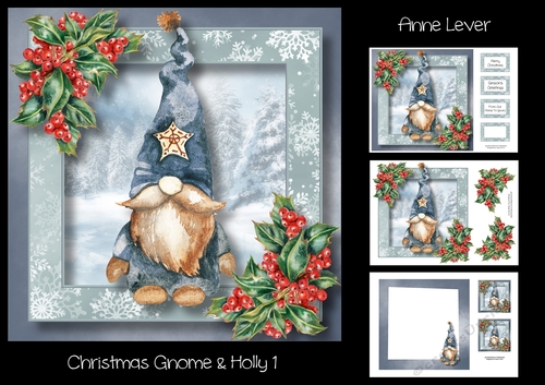 Christmas Gnome & Holly 1