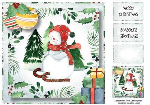 Watercolour Snowman 2 8x8