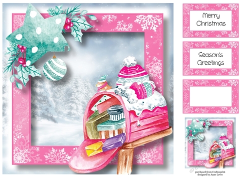 Pink Christmas Mail Box 8x8
