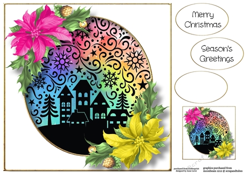 Colourful Christmas Silhouette 3 8x8